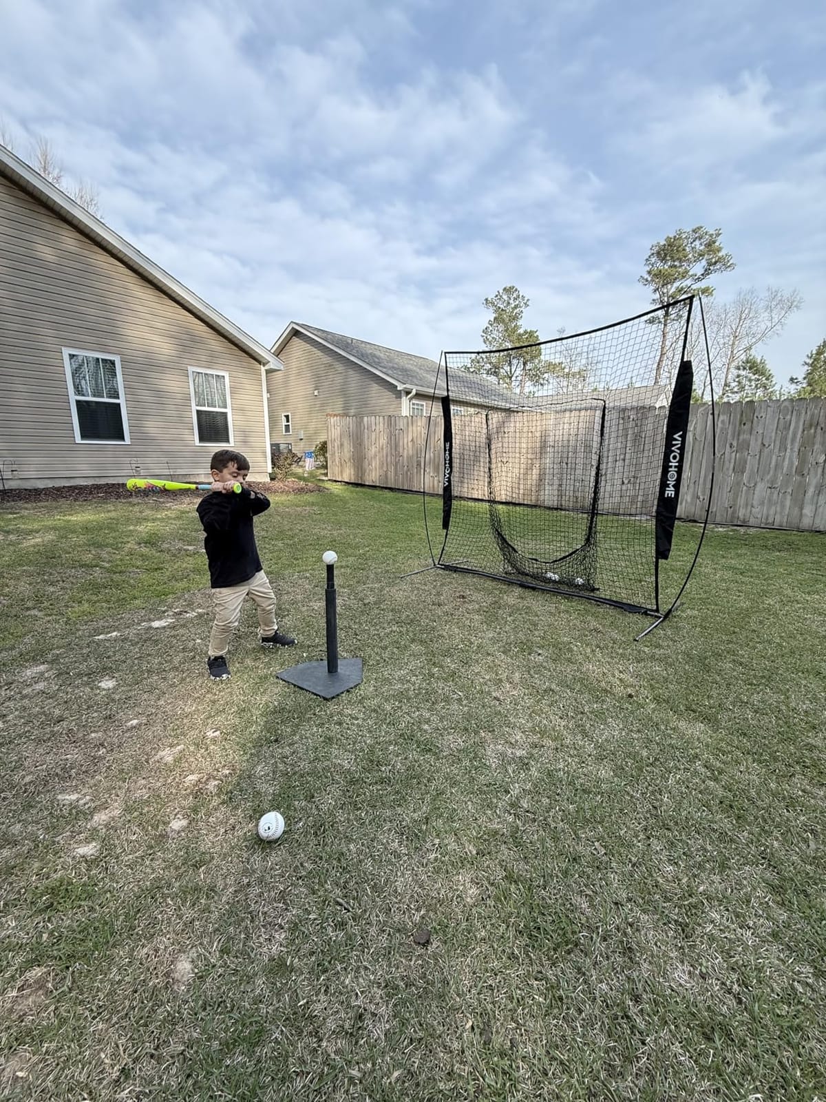 VIVOHOME Baseball & Softball Training Net with Batting Tee, 7 x 7 ft. | Height-Adjustable Tee, Aluminum Frame, Large Sock Net, Durable 7-Ply Mesh, for Pitching/Hitting/Fielding, Includes Carry Bag customer photo 1