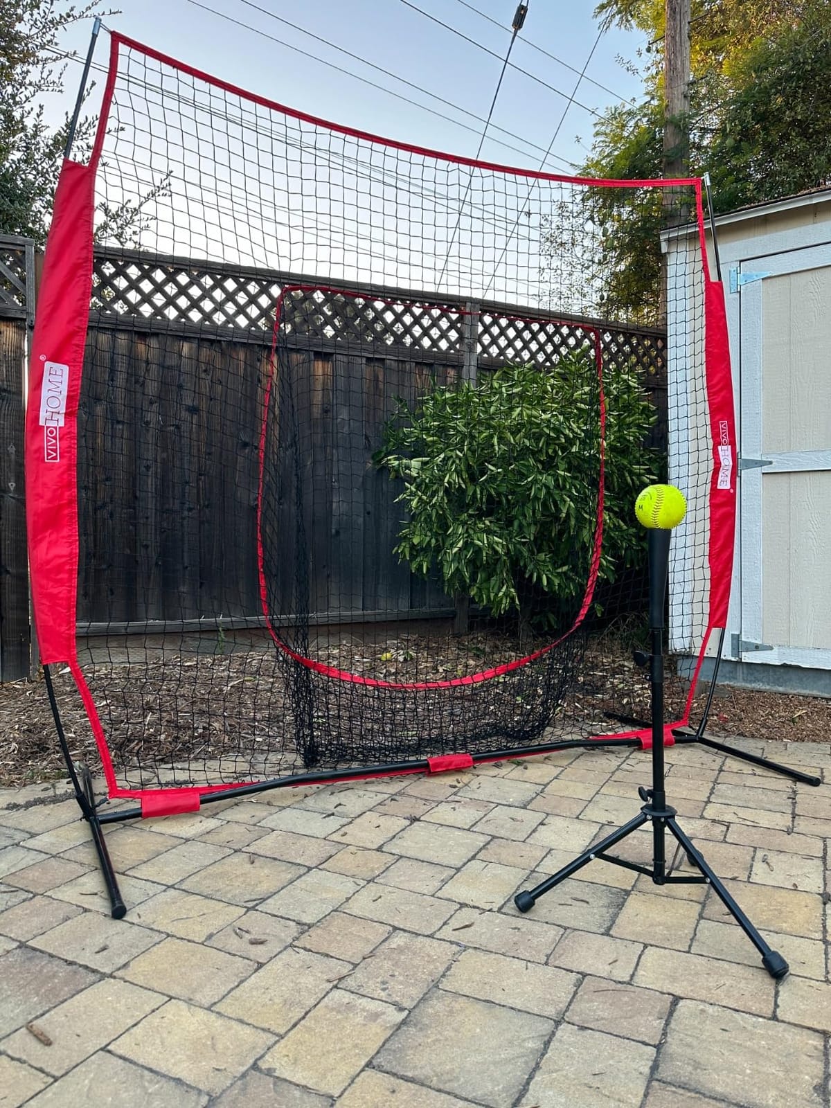 VIVOHOME Baseball & Softball Training Net with Batting Tee, 7 x 7 ft. | Height-Adjustable Tee, Aluminum Frame, Large Sock Net, Durable 7-Ply Mesh, for Pitching/Hitting/Fielding, Includes Carry Bag customer photo 2