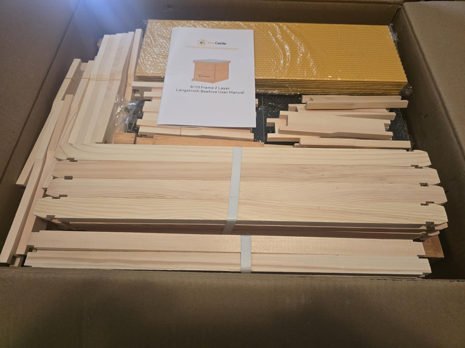 BeeCastle 10-Frames Complete Beehive Kit, 100% Beeswax Coated Bee Hive Includes Beehive Frames and Beeswax Coated Foundation Sheet (2 Layer) customer photo 1