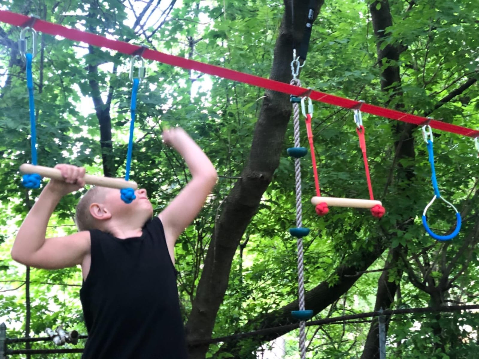 Ninja Warrior Obstacle Course for Kids - 60ft Slackline with 8 Pcs Accessories, Tree Protector & Carry Bag customer photo 1