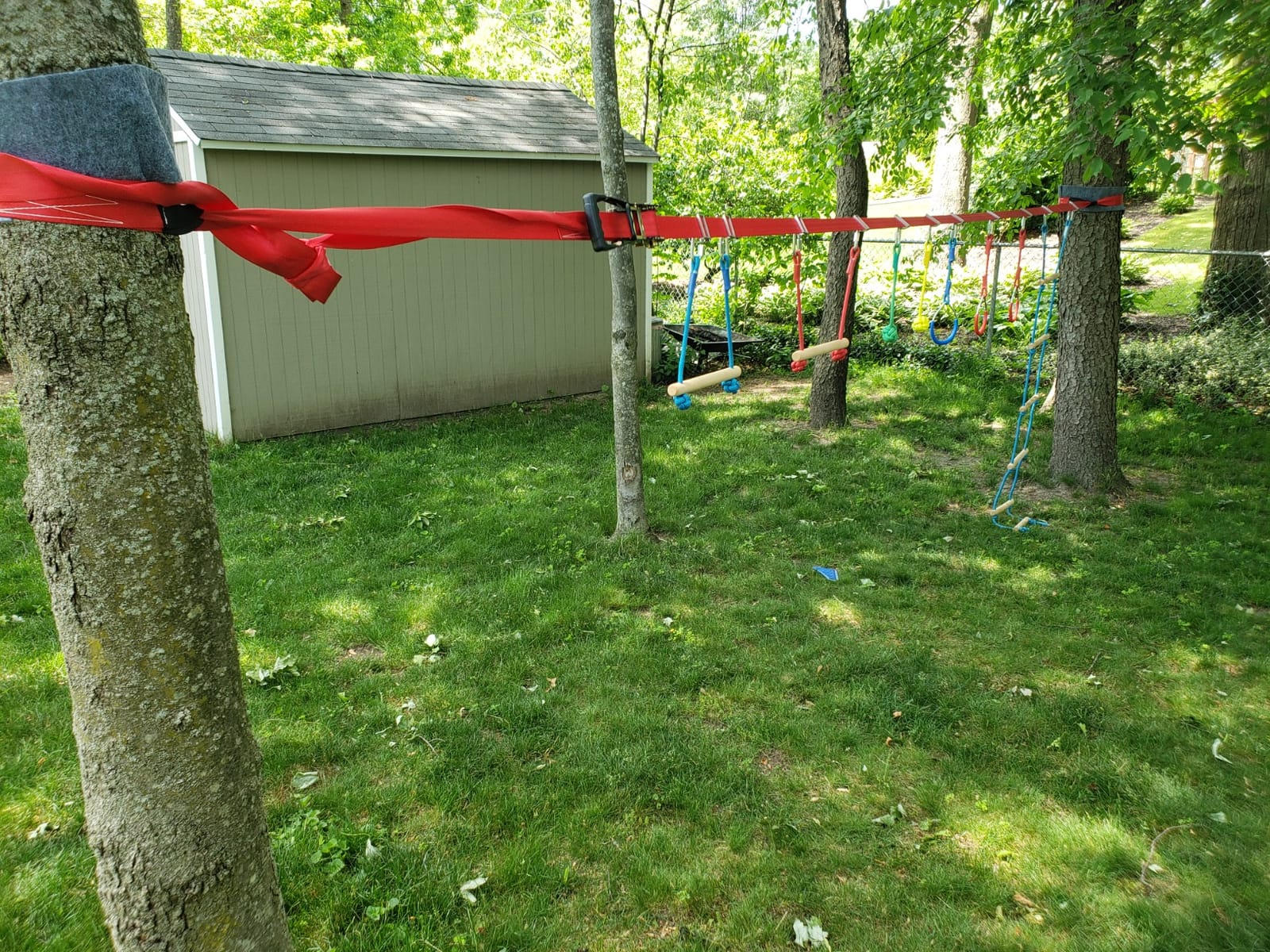 Ninja Warrior Obstacle Course for Kids - 60ft Slackline with 8 Pcs Accessories, Tree Protector & Carry Bag customer photo 2