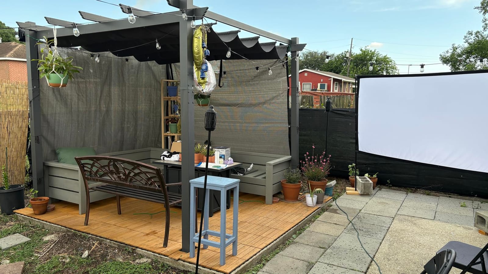PURPLE LEAF Outdoor Pergola 10' X 10' Retractable Canopy Aluminum, Beige customer photo 1