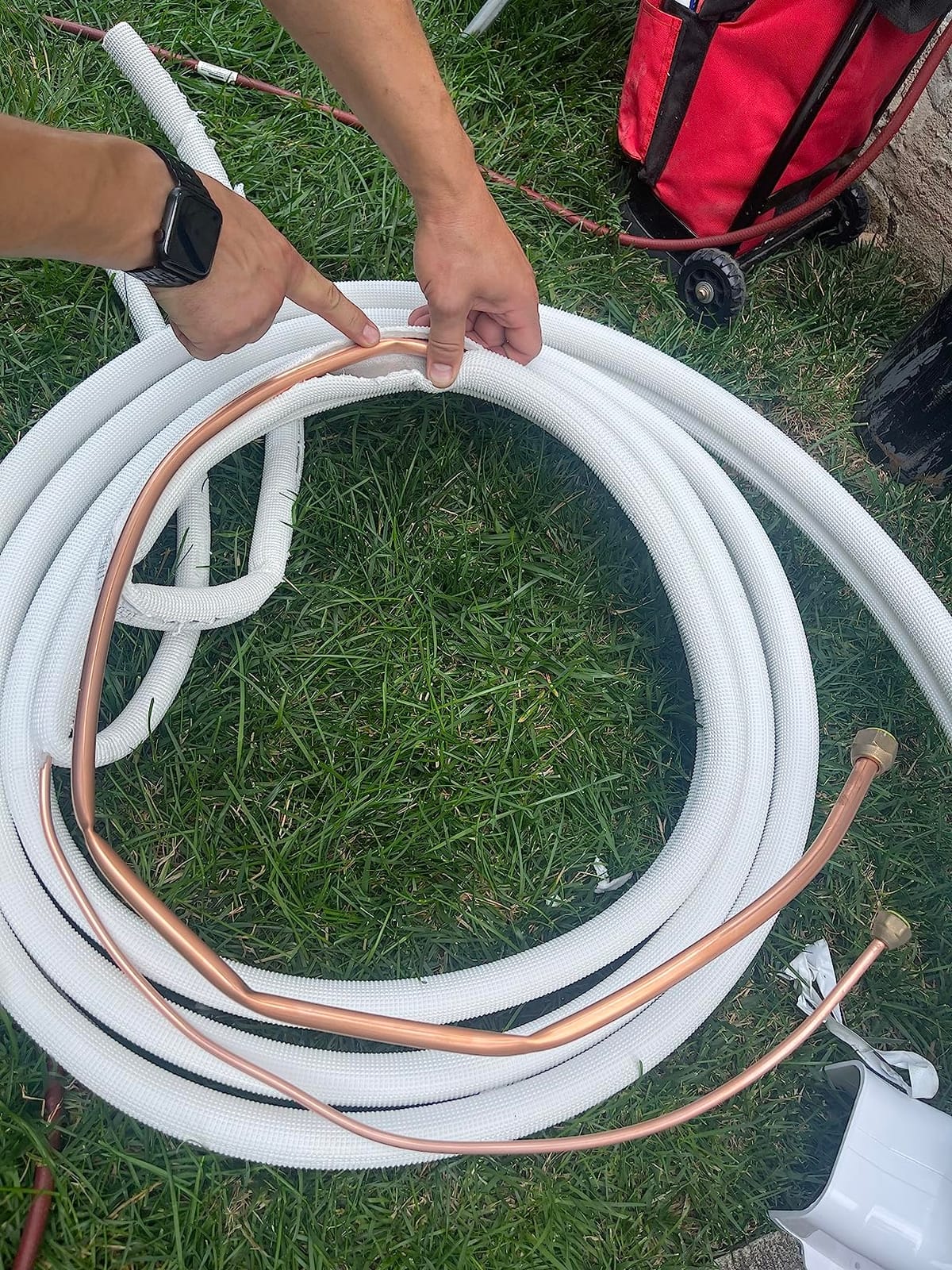 ICOOL 25 Ft. Mini Split Line Set 1/4 1/2 O.D. & 3/8 PE Thickened Insulated | Coil Copper Pipes for Air Conditioner HVAC Refrigeration and Heating Equipment, with Fittings customer photo 2