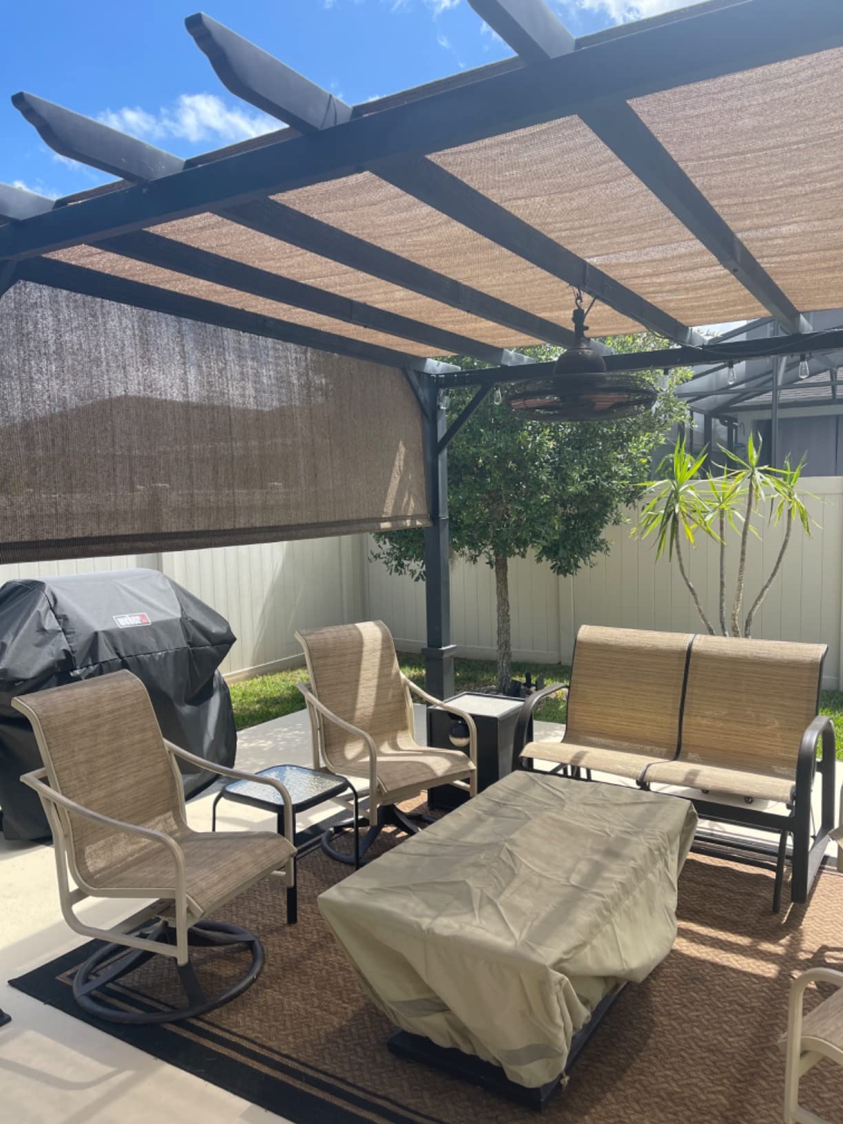Universal Pergola Replacement Canopy Shade Cover with Breathable HDPE Fabric & Rod Pockets for 10 x 10 FT Pergola, Mocha Brown customer photo 1