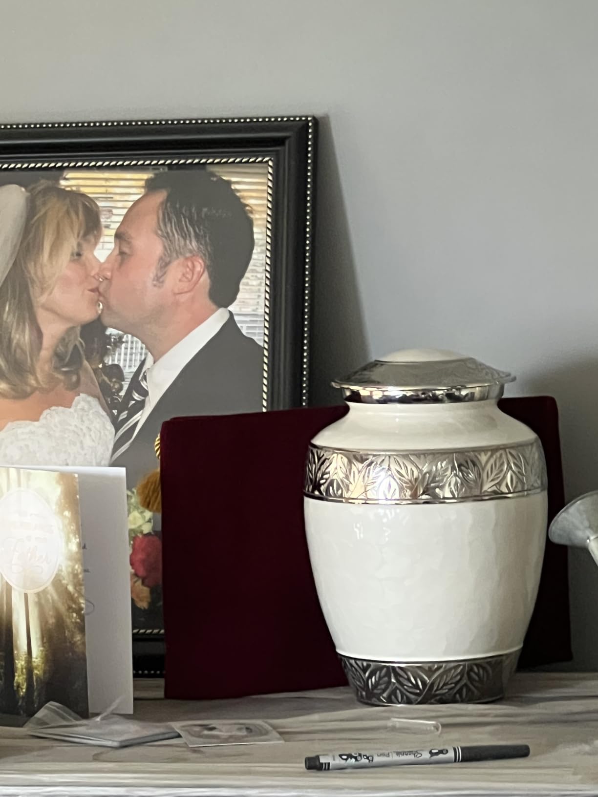 Trupoint Memorials Cremation Urns for Human Ashes, Silver Lining Decorative Burial Urns for Male and Female, Funeral Memorial Urn for Women and Men - Pearl, Adult (200 LB) customer photo 1