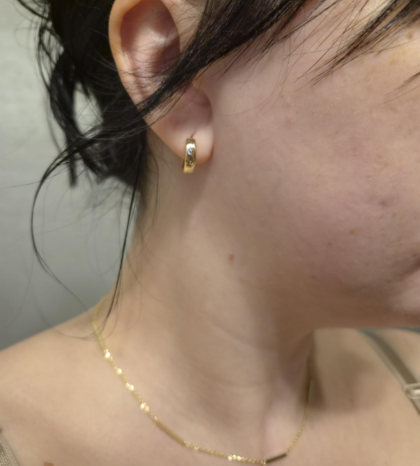 PAVOI 14K Gold Plated 925 Sterling Silver Post Huggie Earrings - Small Hoop Earrings for Women customer photo 2