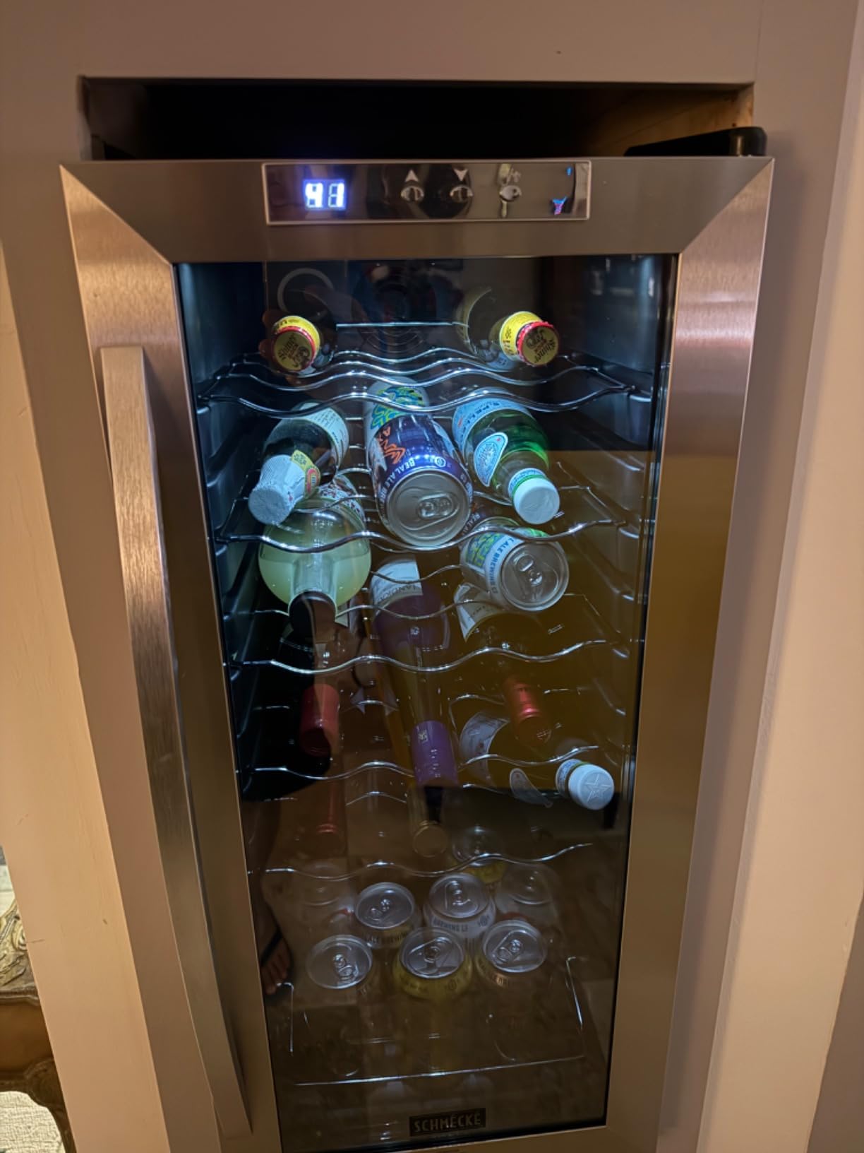 SCHMECKE 33 Bottle Dual Zone Wine Cooler Refrigerator w/Lock | Large Freestanding Wine Cellar | 41f-64f Digital Temperature Control Wine Fridge For Red, White, Champagne or Sparkling Wine - Black customer photo 1