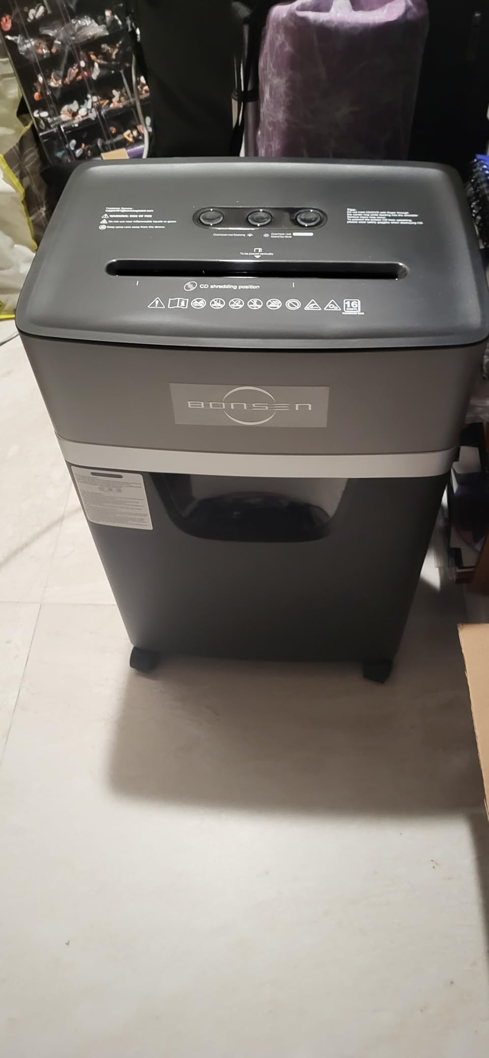 BONSEN 16-Sheet Heavy Duty Paper Shredder for Office, 60-Minute Running Time Cross-Cut CD Shredder with 60dB Low-Noise, 5.3-Gallon Pull Out Bin, Anti-Jam & Quiet Shredder for Home Office (S3102) customer photo 1
