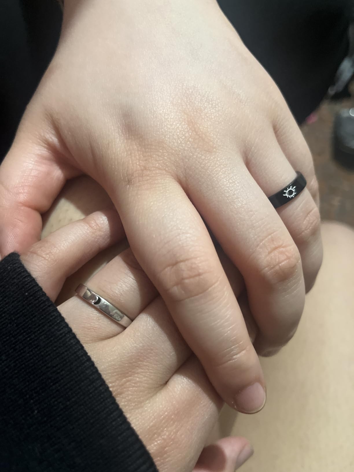 925 Silver Rings Custom Adjustable Sun and Moon Matching Rings Engraved I Love You Couples Rings Wedding customer photo 1