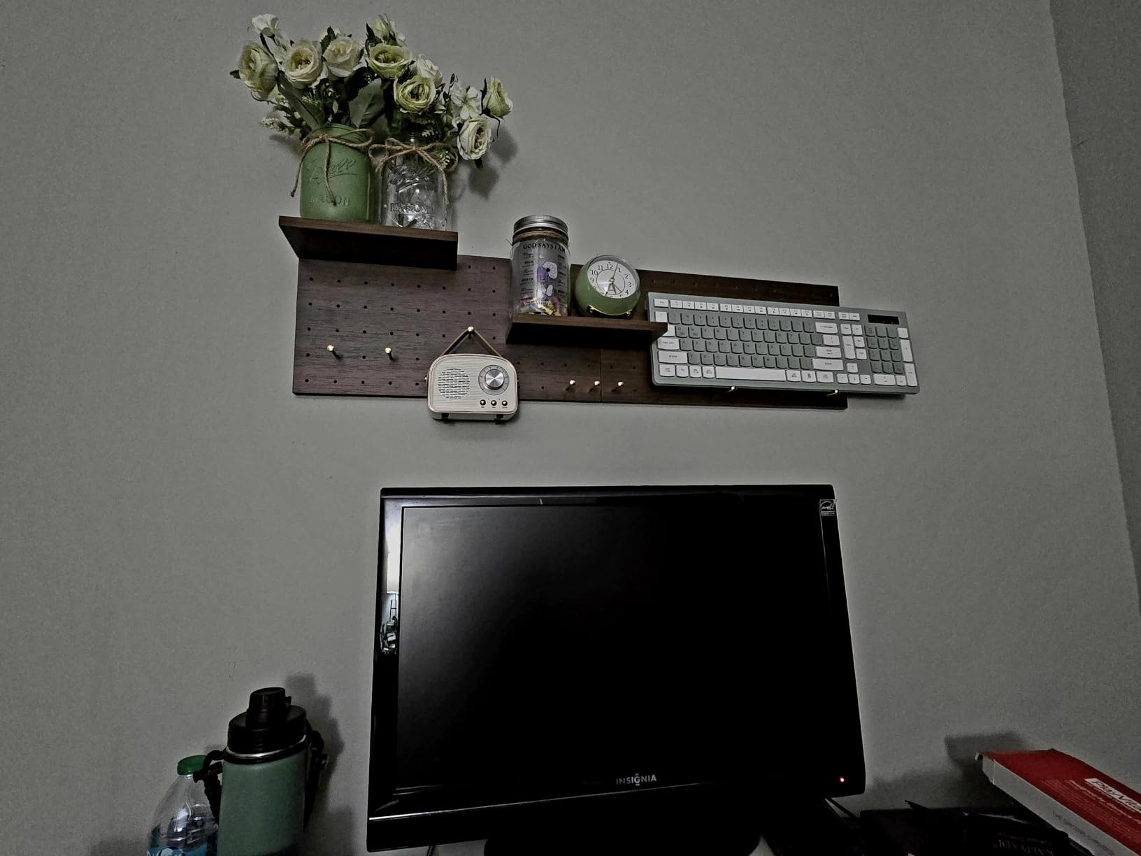 Wooden Pegboard Modular Display Organization Storage Wall Hooks Shelf(Color:Oak) customer photo 2