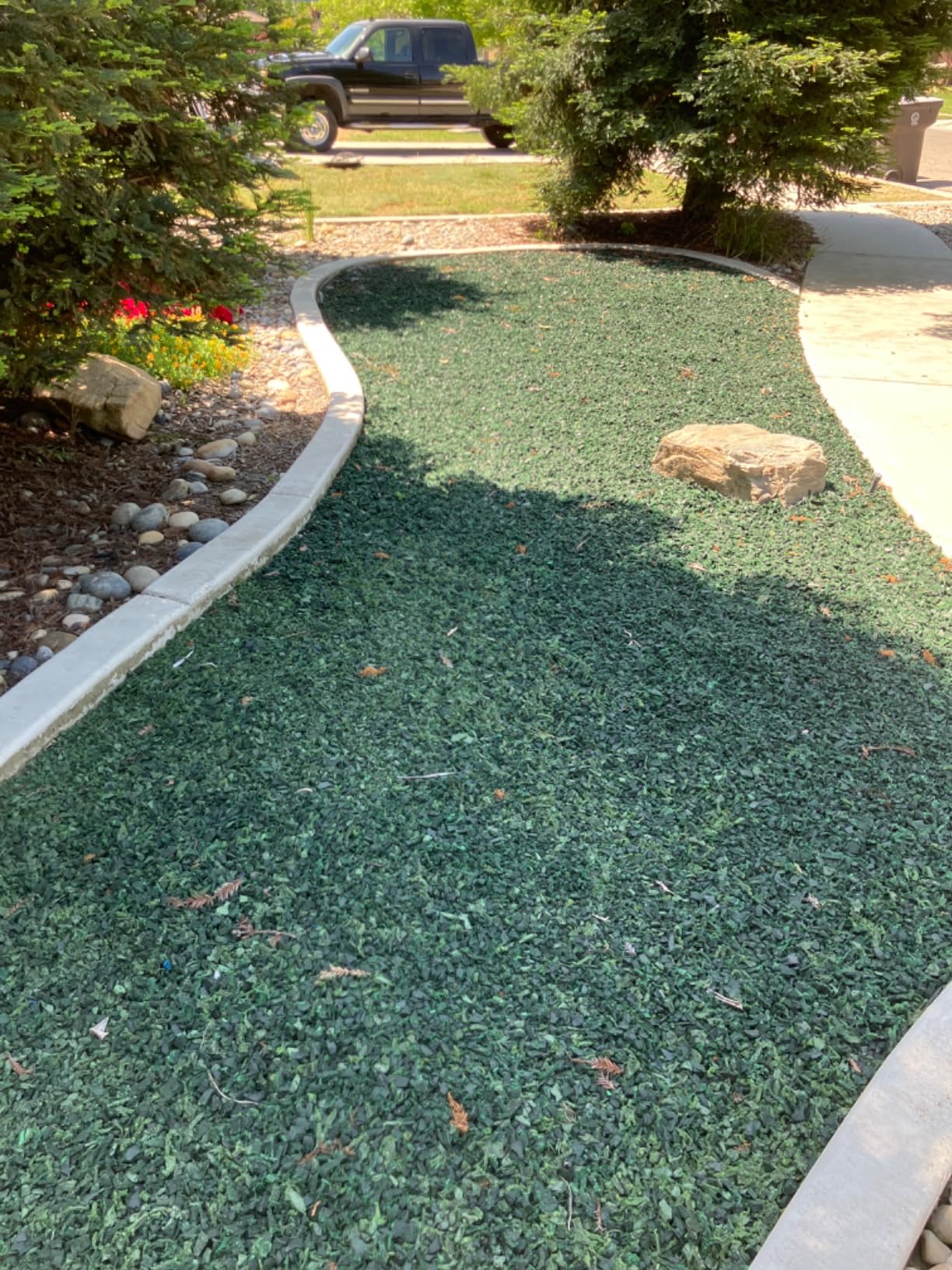 NuPlay Rubber Mulch Playground Flooring - Rubber Nugget Weed Barrier - Flooring for Swing Sets, Play Areas Covers 4 Pack, Earthtone customer photo 1