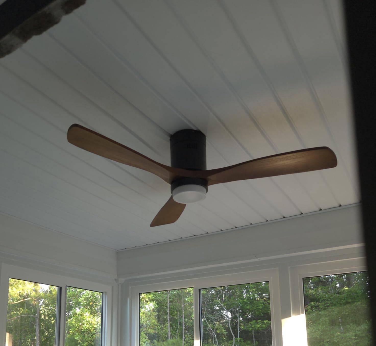 Sofucor 52 Inch Wood Ceiling Fans with Lights and Remote, Low Profile | Flush Mount, Quiet Reversible DC Motor, 3CCT Dimmable, 6 Speeds, Indoor/Outdoor/Bedroom/Living Room/Farmhouse/Patio, Brown customer photo 2
