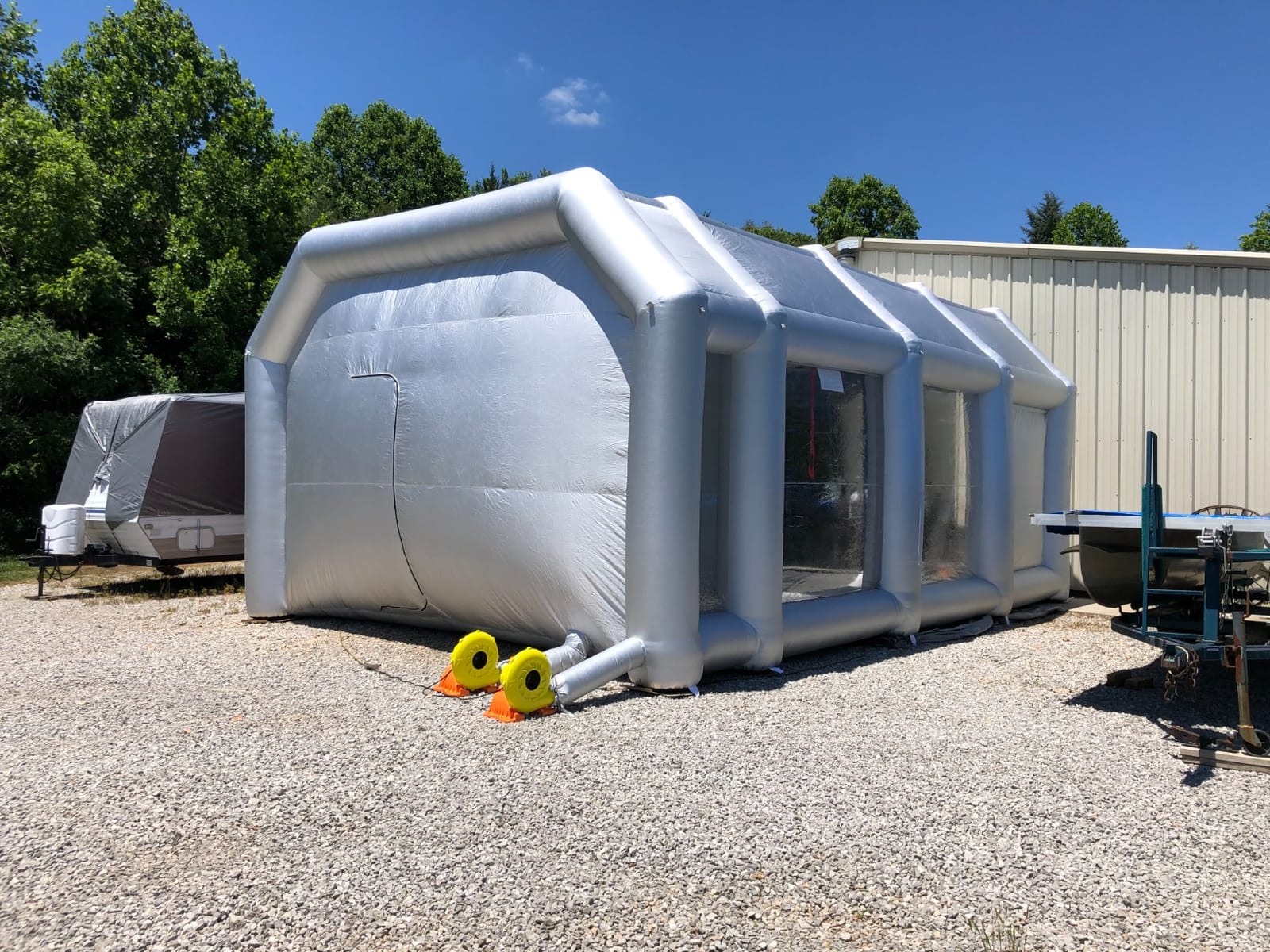 Inflatable Paint Booth 28x15x10Ft Portable Paint Booth with Two 950W Blowers Professional Inflatable Spray Booth, Car Painting Tent for Cars, Auto Parts and Other Items Painting customer photo 2