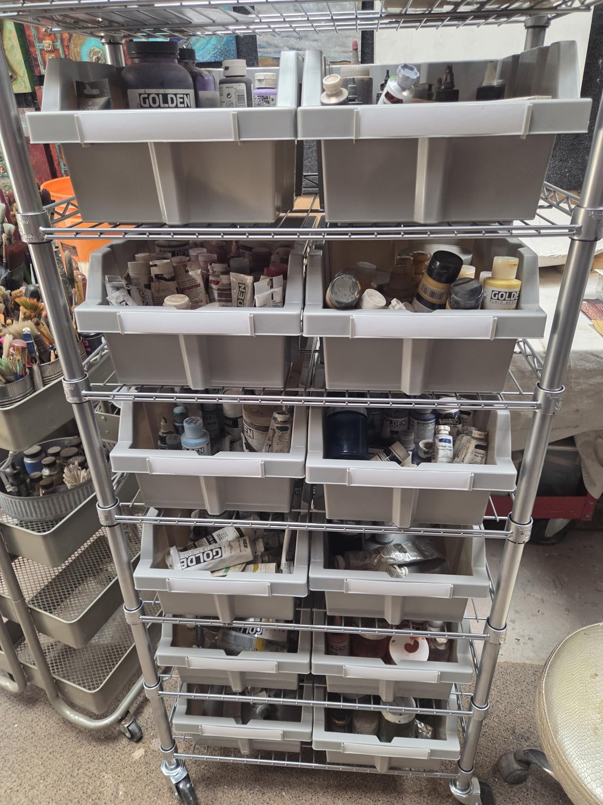 7-Tier NSF 16-Bin Steel Wire Shelving Rack, 36