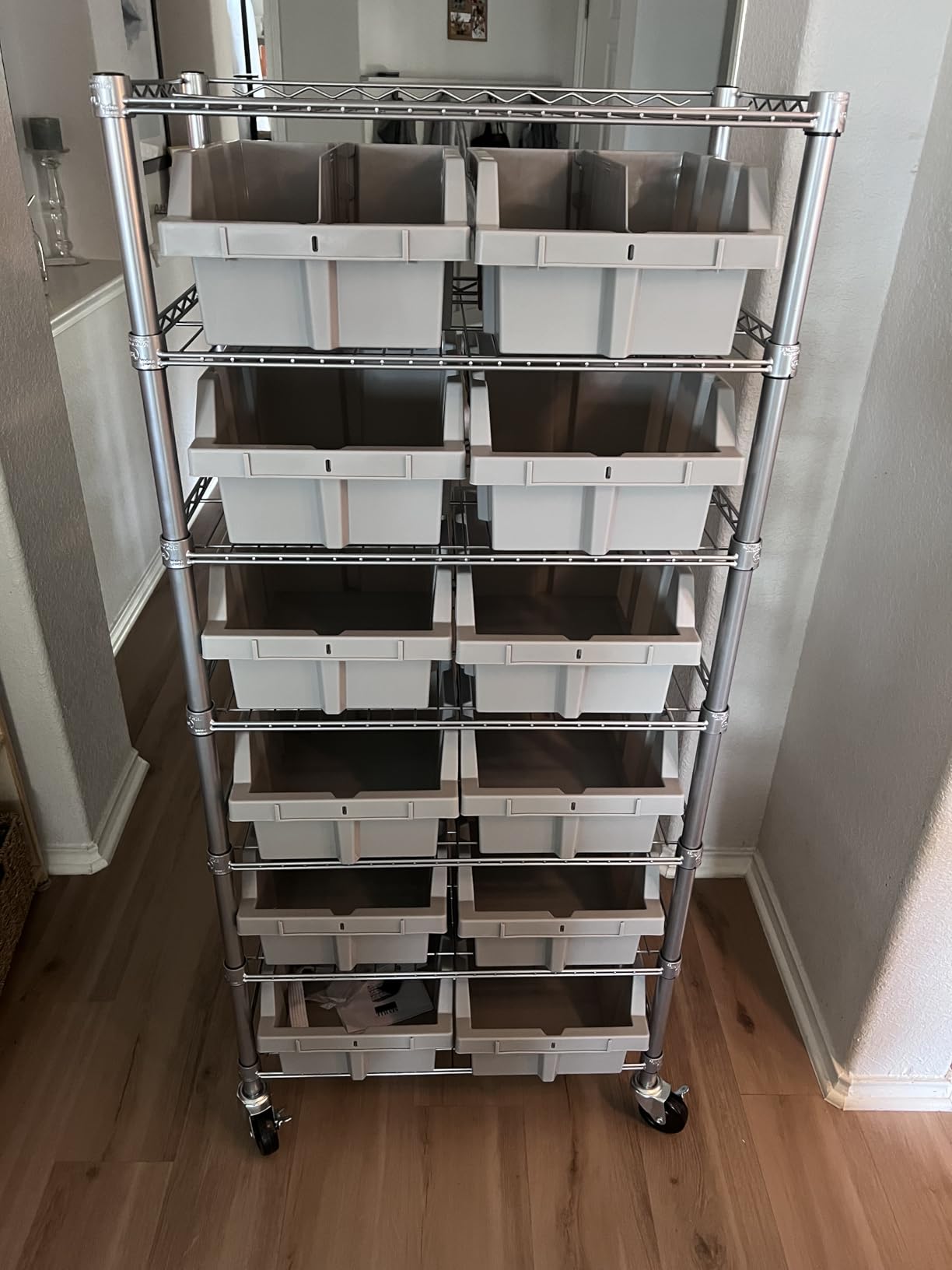 7-Tier NSF 16-Bin Steel Wire Shelving Rack, 36
