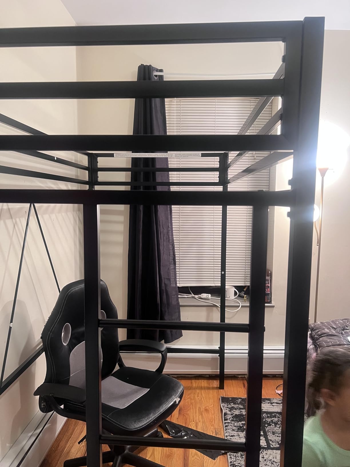 Allewie Metal Loft Bed Twin Size with Guardrail and Ladder,Black | Small Space Saving Design for Bedroom Kid Room and Dorm, No Box Spring Needed customer photo 1