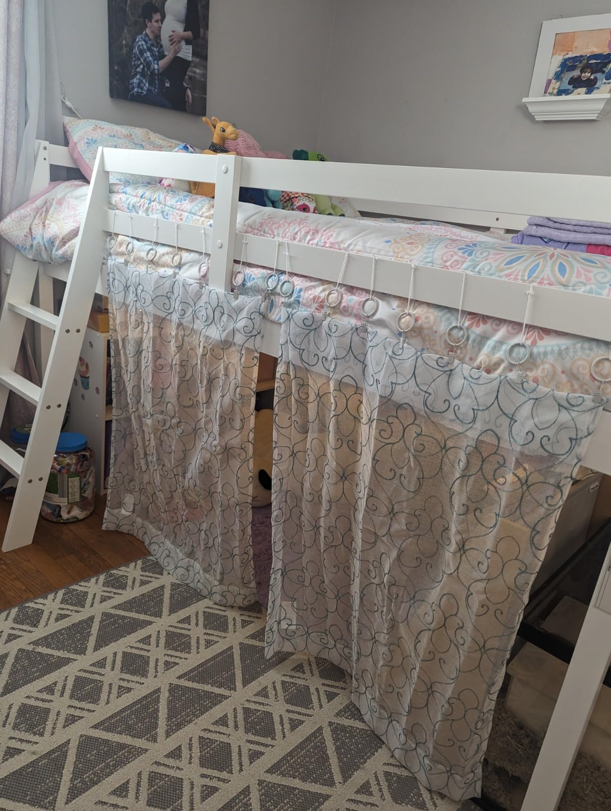 VINGLI Junior Low Loft Bed with Stairs, White Wood Loft Bed Full Size for Adults, Kids and Young Teens, No Box Spring Required,Wood Slat Support customer photo 2