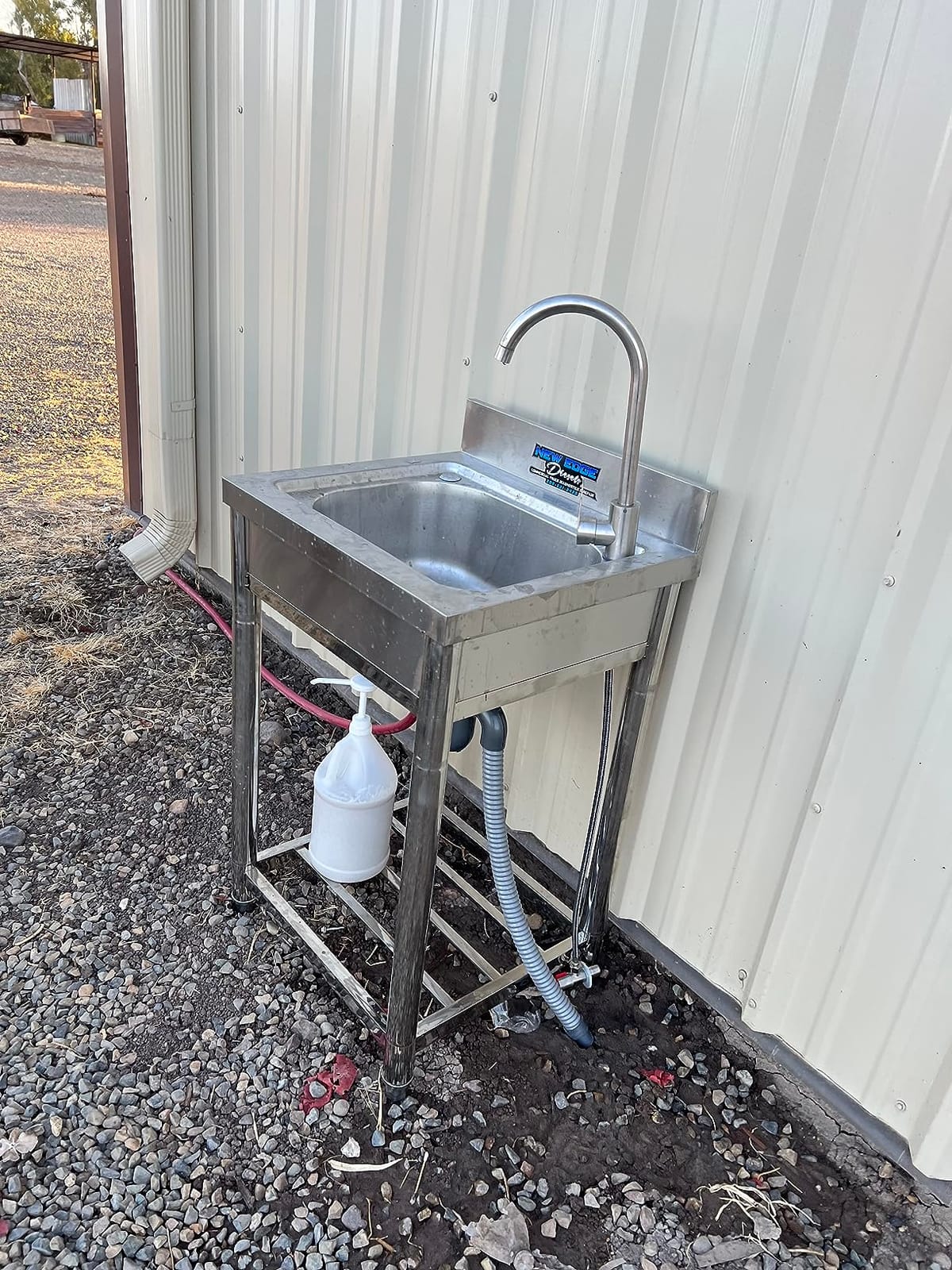Free Standing Stainless-Steel Single Bowl Commercial Kitchen Sink w/Faucet customer photo 1