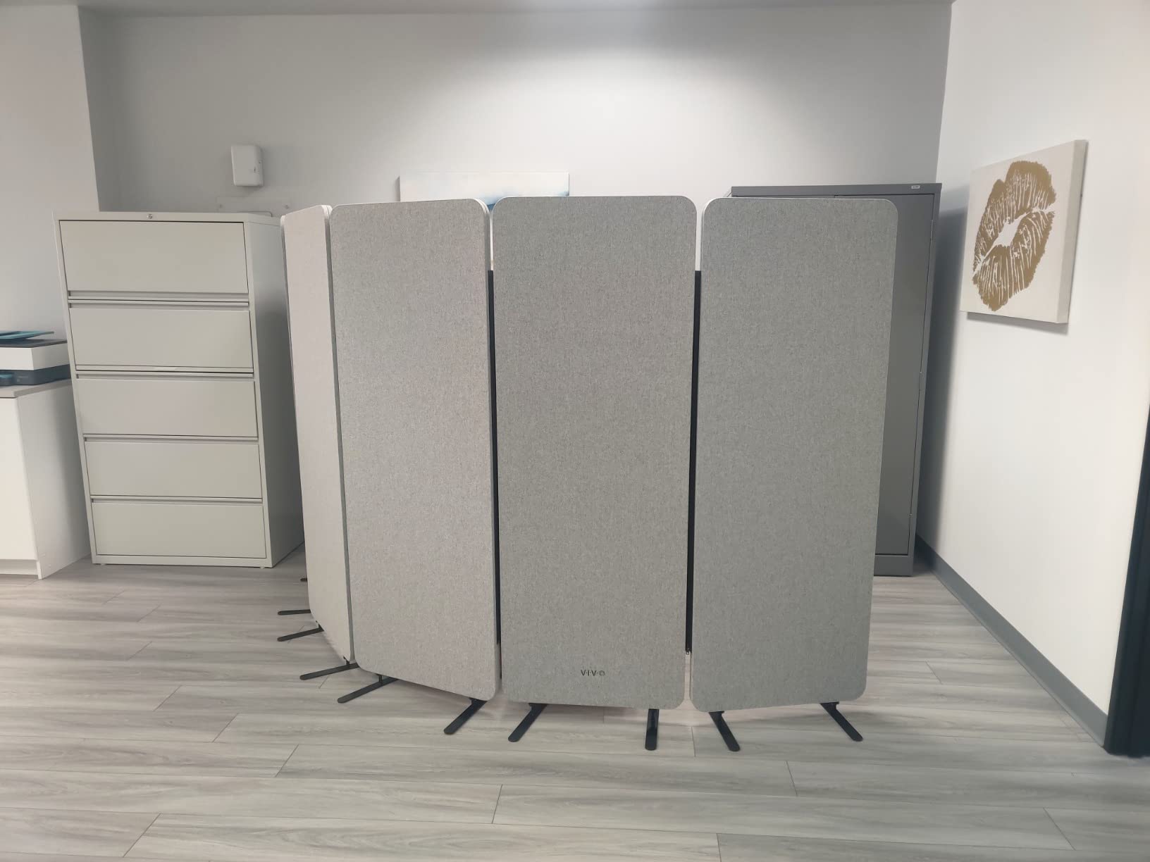 VIVO Gray Freestanding 24 x 66 inch Privacy Panel, PP-1-T024G | Cubicle Divider, Acoustic Wall Partition, Single 24 inch Panel with 2-Sided Zipper Attachment System customer photo 1