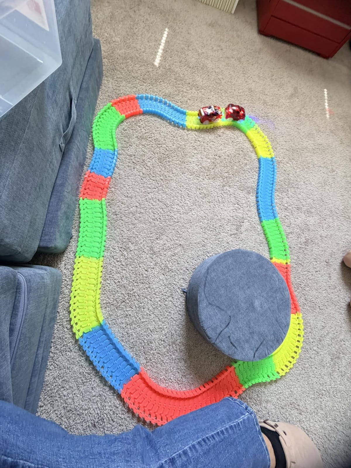 Ontel Magic Tracks 10 Foot Glow In The Dark Bendable Flexible Racetrack with LED Light-Up Race Car, Educational Playset Birthday Gift for Ages 3+ customer photo 1