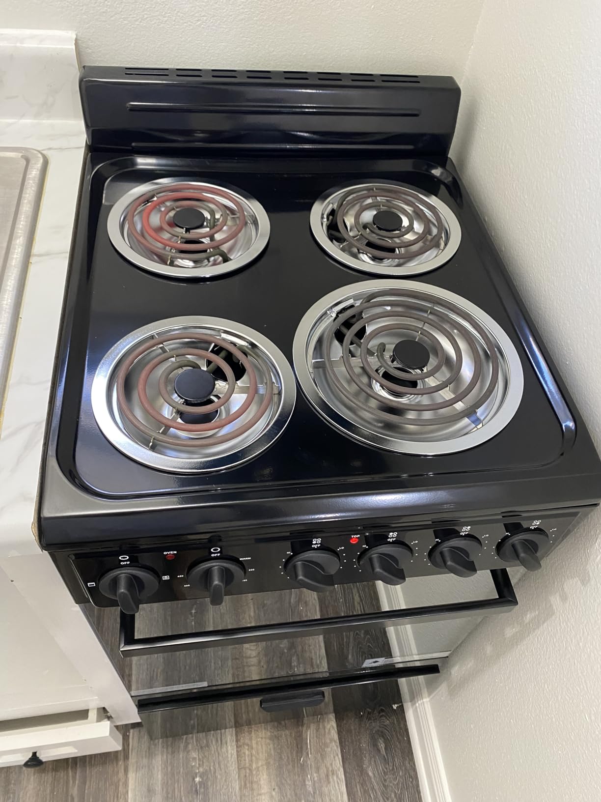 Premium LEVELLA 20 in. 2.2 cu. ft. 4-Burner Single Oven Electric Range with Storage Drawer in Black with Stainless Steel Door PRE2027GB customer photo 1