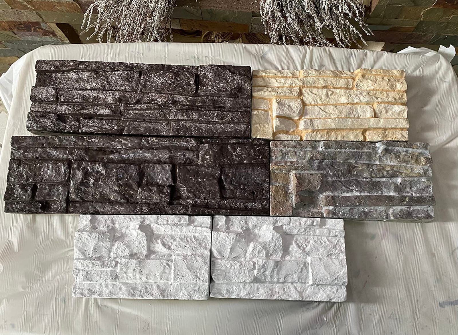 5 pcs ABS 2mm Plastic Molds for Concrete Plaster Wall Stone Cement Tiles Concrete Mould - Wall Cement Flagstone Mold Limestone Plaster Molds for Walls - Brick Stone Veneer Mold customer photo 1