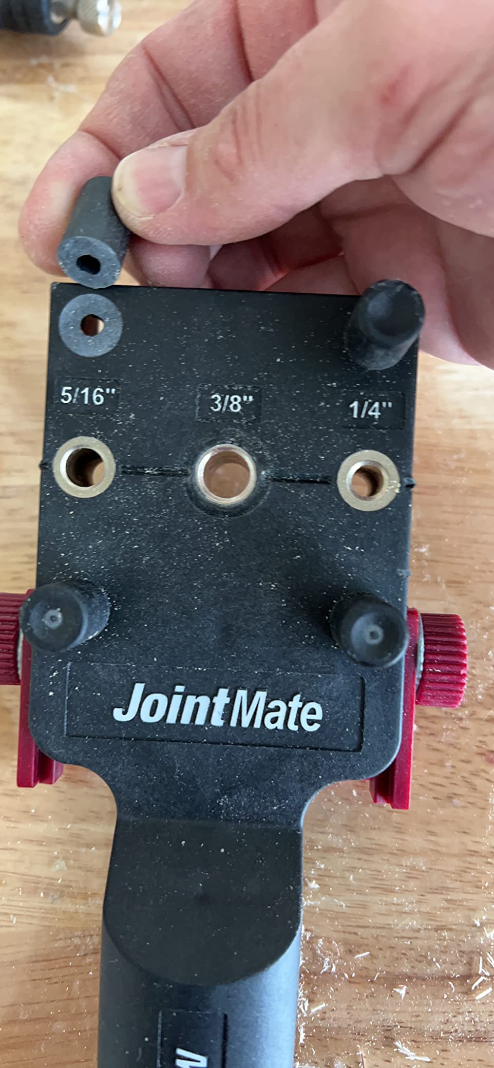 Milescraft 1332 Joint Mate - New, Improved Handheld Dowel Jig for Corner, Edge, and Surface Joints, 3 Metal Bushing Sizes (1/4