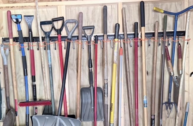 TVKB 68'' All Metal Garden Tool Organizer Adjustable Garage Tool Organizer Wall Mount Garage Organizers and Storage with Heavy Duty Hooks Tool Hangers for Garage Wall, Shed, Garden customer photo 1