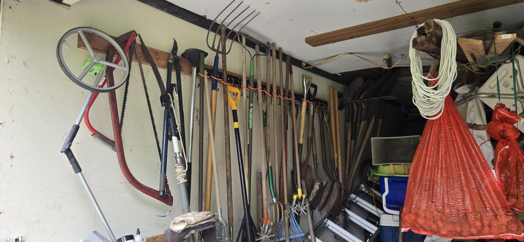 TVKB 68'' All Metal Garden Tool Organizer Adjustable Garage Tool Organizer Wall Mount Garage Organizers and Storage with Heavy Duty Hooks Tool Hangers for Garage Wall, Shed, Garden customer photo 2