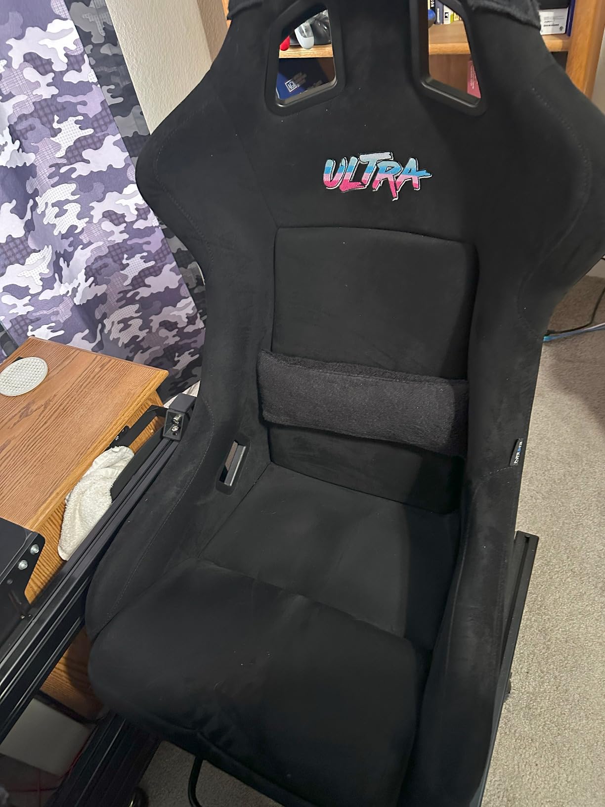 NRG Innovations NRG-FRP-302BK-ULTRA Universal Fixed Back Bucket Racing Seat for 5-Point Harnesses, Size L, Black Seat Cover,24