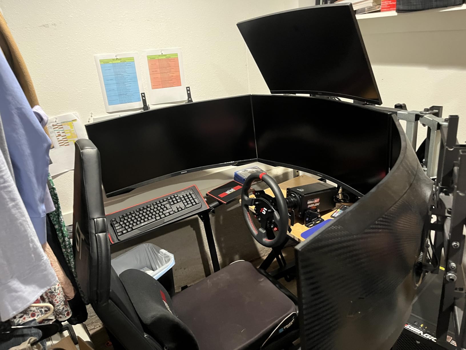 Triple Monitor Floor Stand GEN2 for Racing and Flight Simulators Model LD | for Monitors up to 100x100mm VESA Mount or 24, 27, 32, 34-39 (Triple Stand for Monitors, LD) customer photo 1