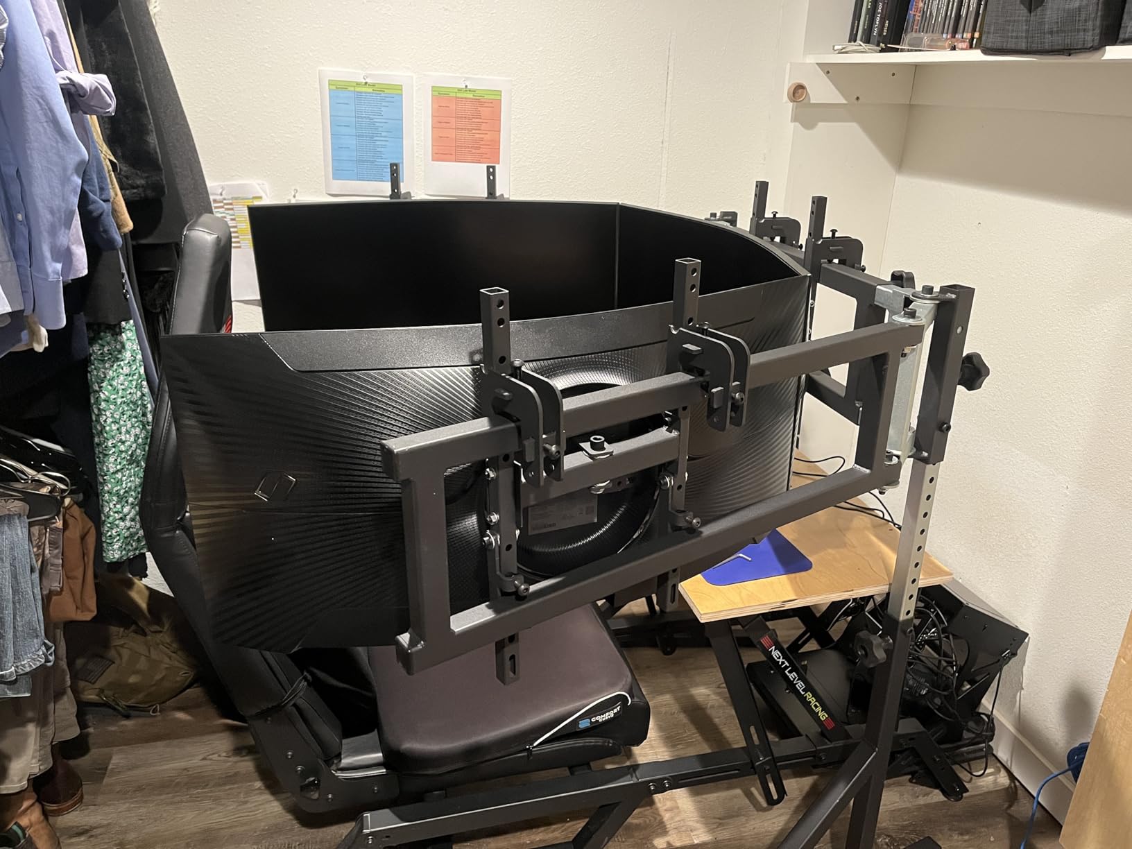 Triple Monitor Floor Stand GEN2 for Racing and Flight Simulators Model LD | for Monitors up to 100x100mm VESA Mount or 24, 27, 32, 34-39 (Triple Stand for Monitors, LD) customer photo 2