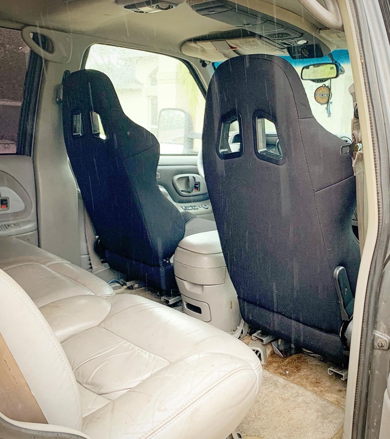 1 Pair Universal Black and Red Fabric/PVC Leather Racing Seats customer photo 2
