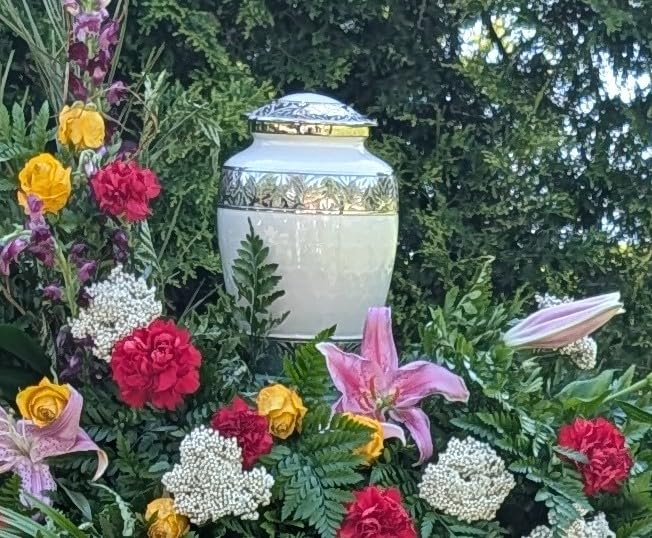 Trupoint Memorials Cremation Urns for Human Ashes, Silver Lining Decorative Burial Urns for Male and Female, Funeral Memorial Urn for Women and Men - Pearl, XL (300LB) customer photo 1