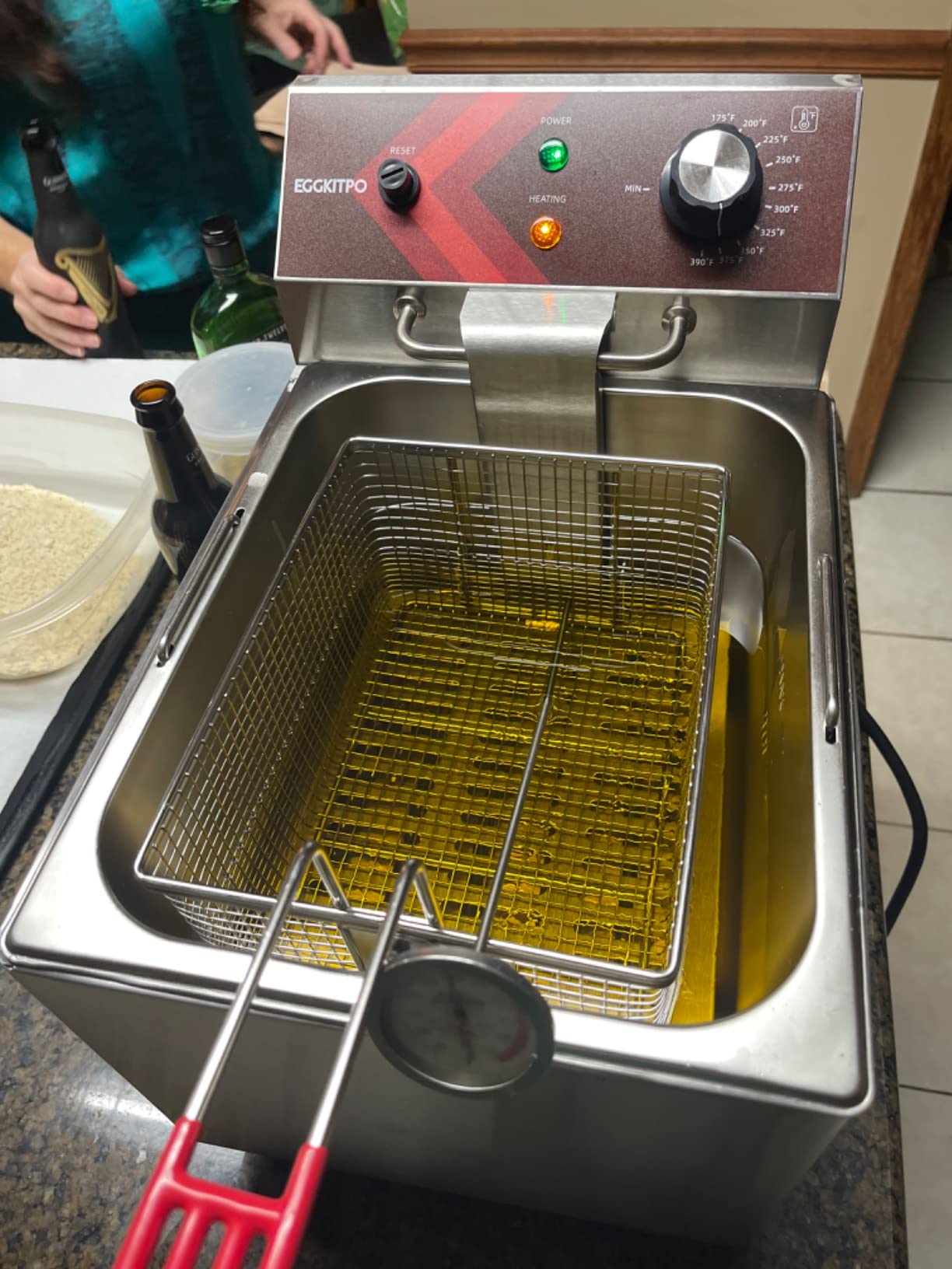 EGGKITPO Deep fryers Commercial Deep Fryer 12L x 2 Large Dual Tank Electric Countertop Fryer for Restaurant with 2 Frying Baskets and Lids, 1800W x 2, 120V customer photo 1