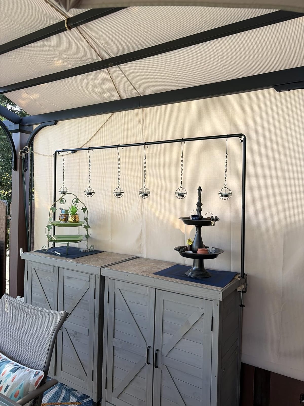 Outdoor Storage Cabinet & Potting Bench Table with Metal Top, Wooden Patio Furniture, Garden Workstation (Classic Grey, 36x31x17in) customer photo 2
