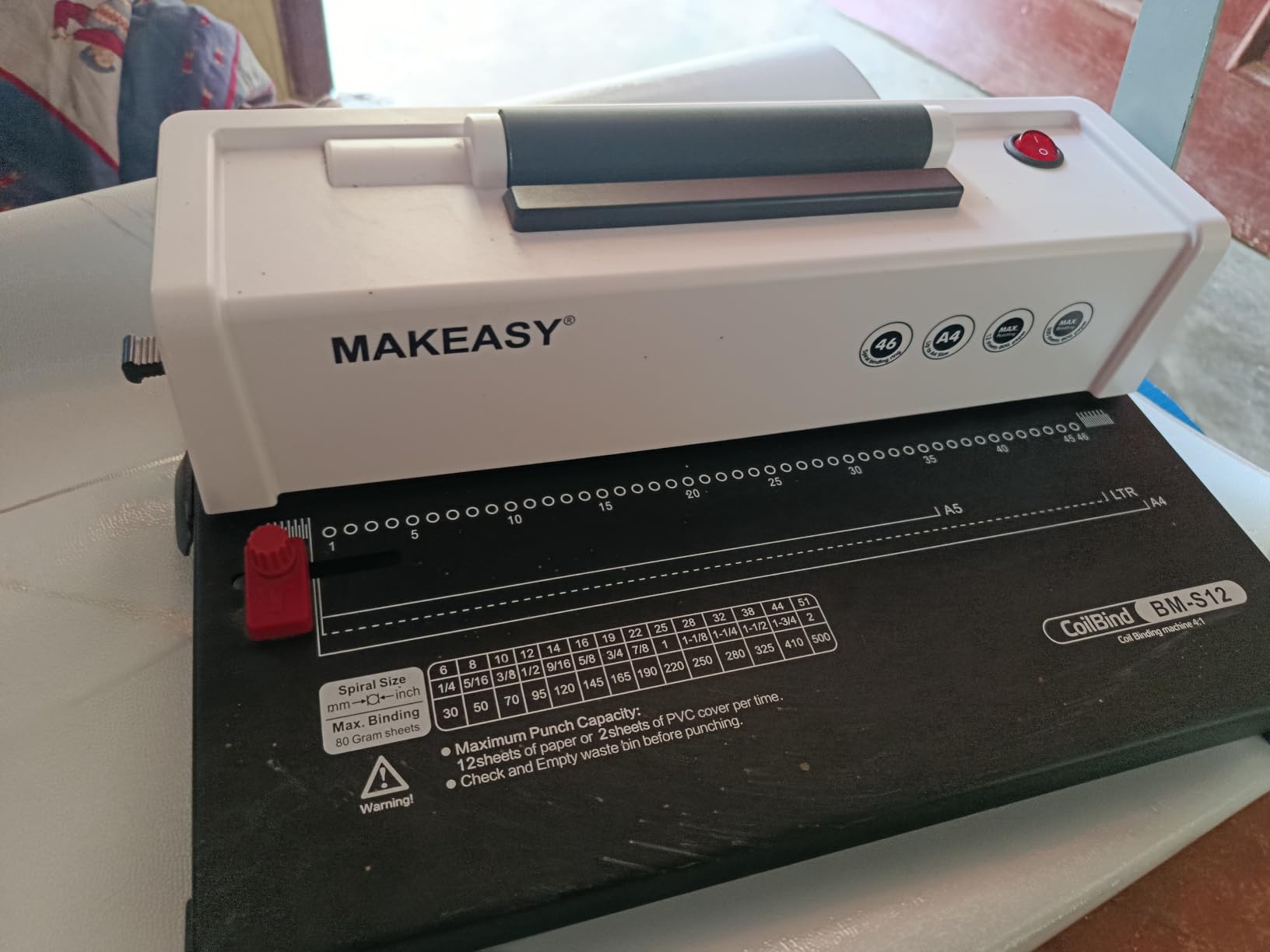 MAKEASY Coil Spiral Binding Machine, Punch 15 Sheet - Manual Hole Punch - Electric Coil Inserter - Adjustable Side Margin - for Letter Size/A4/A5, Comes with 1 Box 5/16'' Binding Coils & Plier customer photo 2