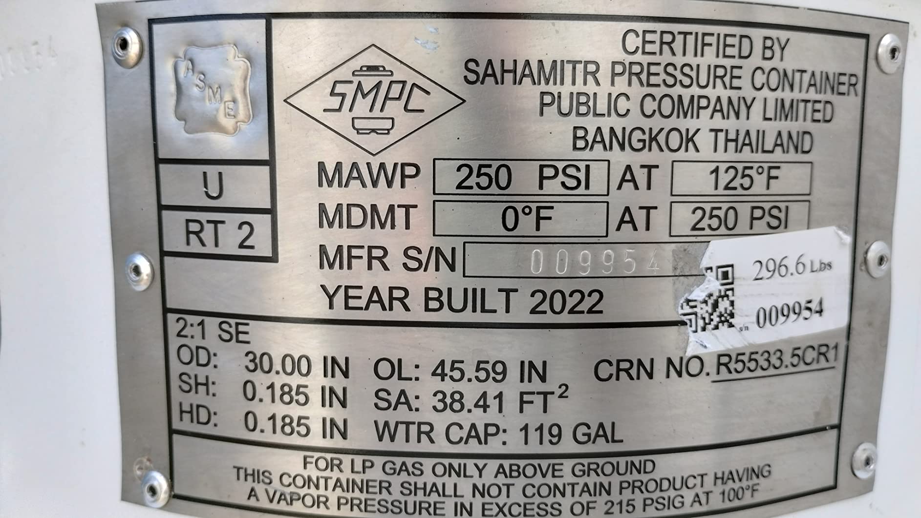 Flame King YSN420ASME 420LB (120 Gallon) ASME Vertical Steel Propane Tank, White customer photo 1