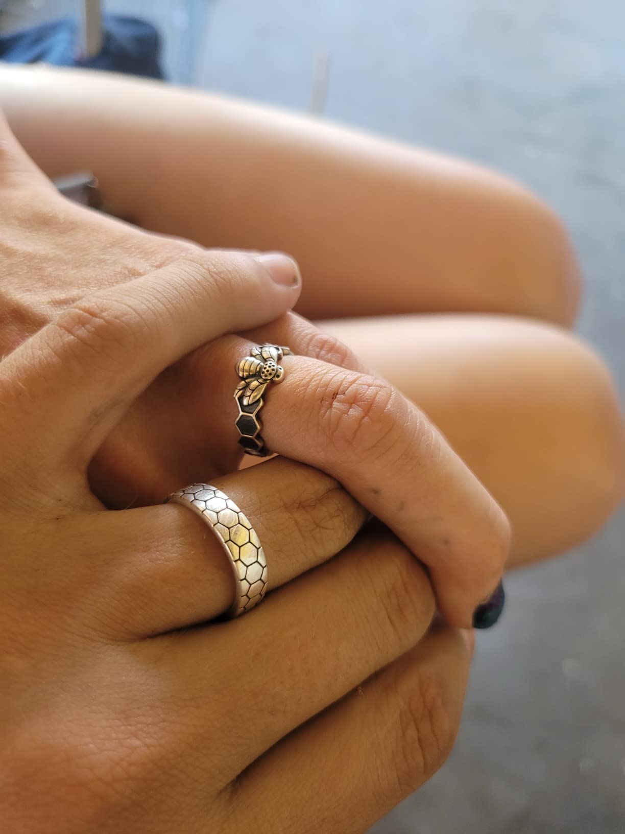 Couple Rings, 925 Sterling Silver Promise Ring for Couples Romantic Love Couples Jewelry Gifts, Adjustable Engagement Wedding Ring for Him and Her customer photo 1