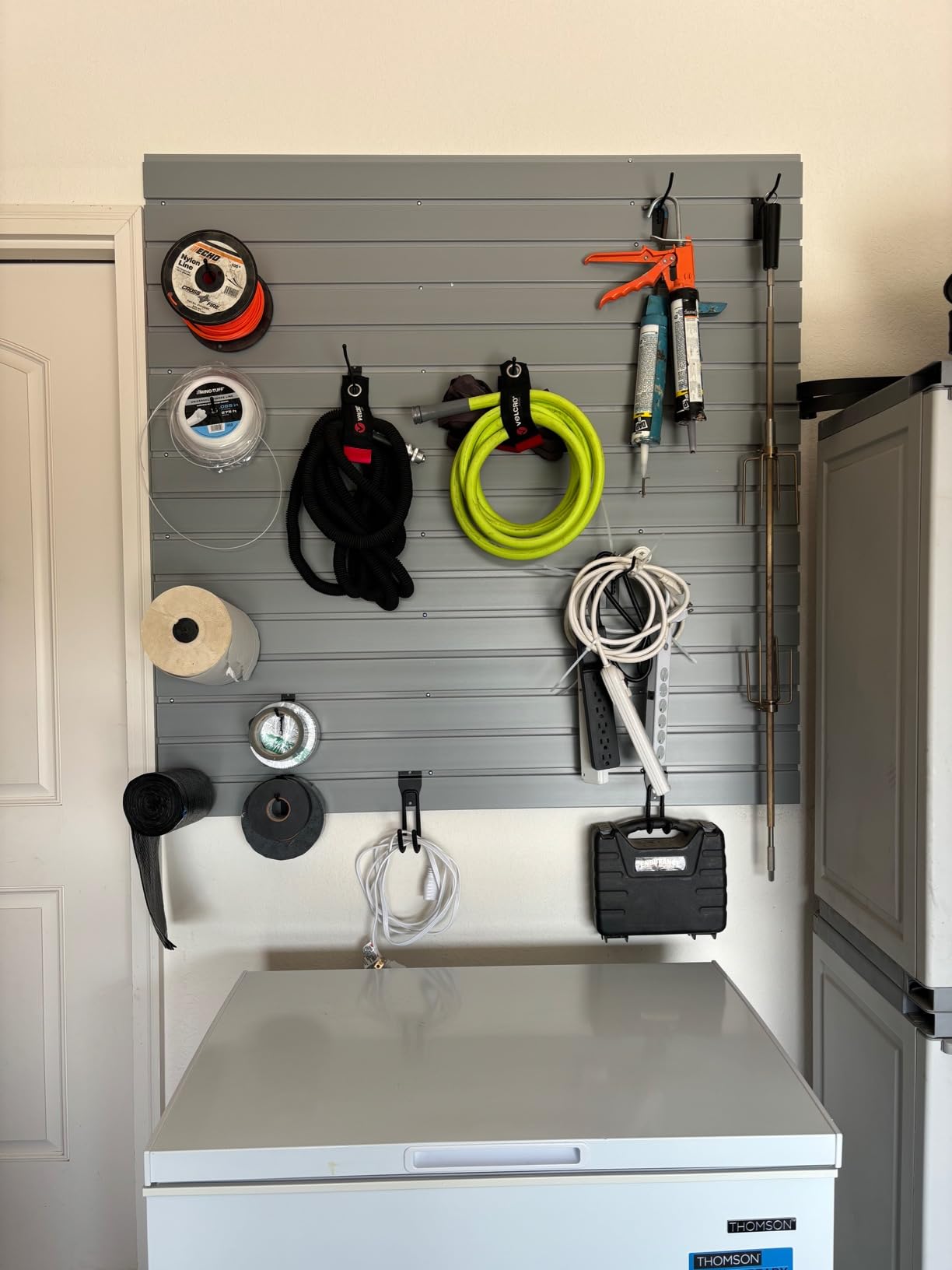 Heavy Duty 8'H x 4'W PVC Garage SlatWall Storage System (with Endcaps & Screws) - Modular Slat Wall Paneling for Garage Wall Organizer - Interlocking SlatWall Panels for Home & Commercial Use (Black) customer photo 1