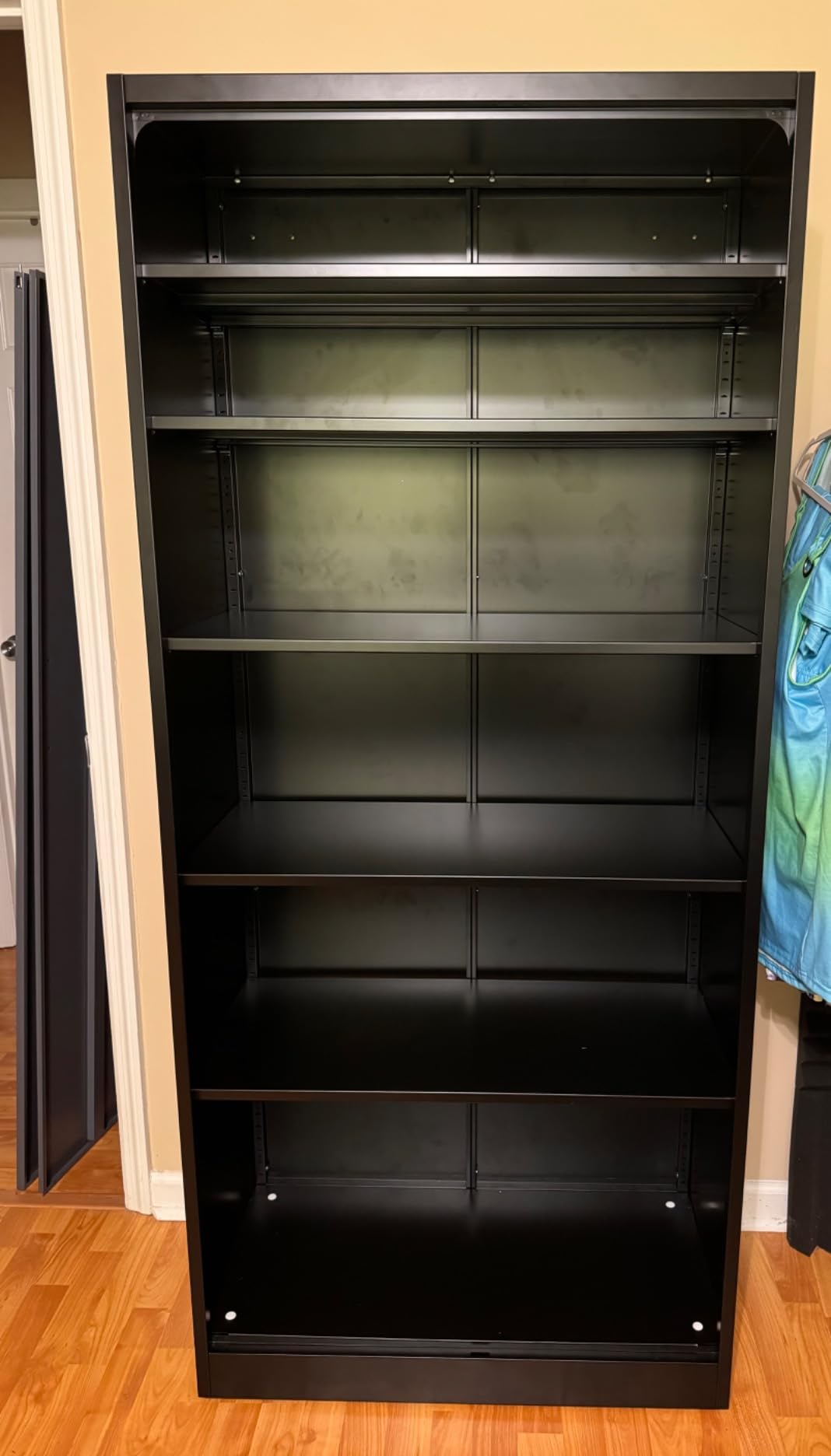SISESOL Metal Storage Cabinet with 2 Doors and 6 Shelves,Black Metal Cabinet with Lock,71