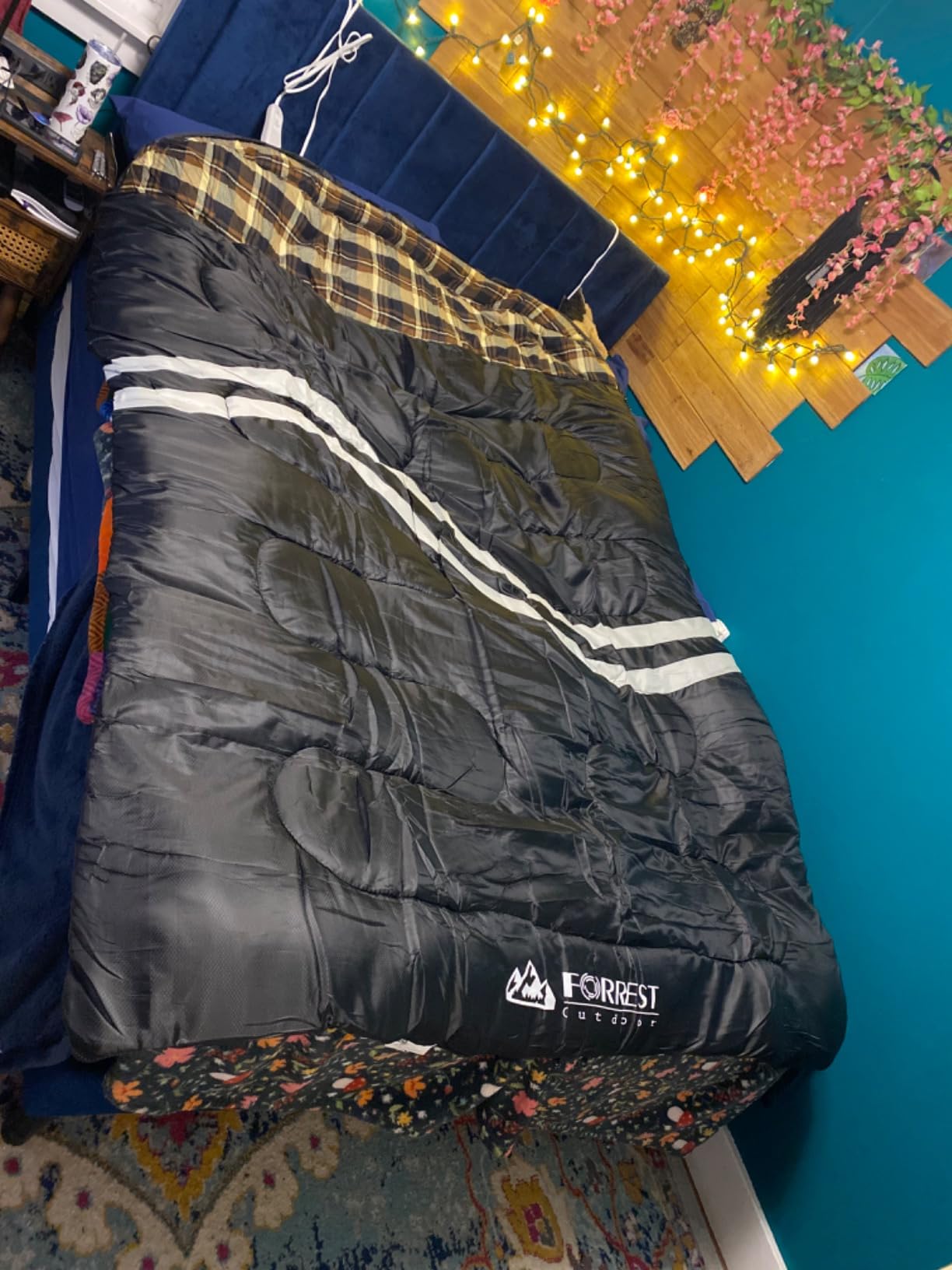 IFORREST Cotton Flannel Double Sleeping Bag for Adults - 2 Person 10°F Cold Weather Extra-Wide & Warm - Couples Camping Bed - Queen Size XXL customer photo 1