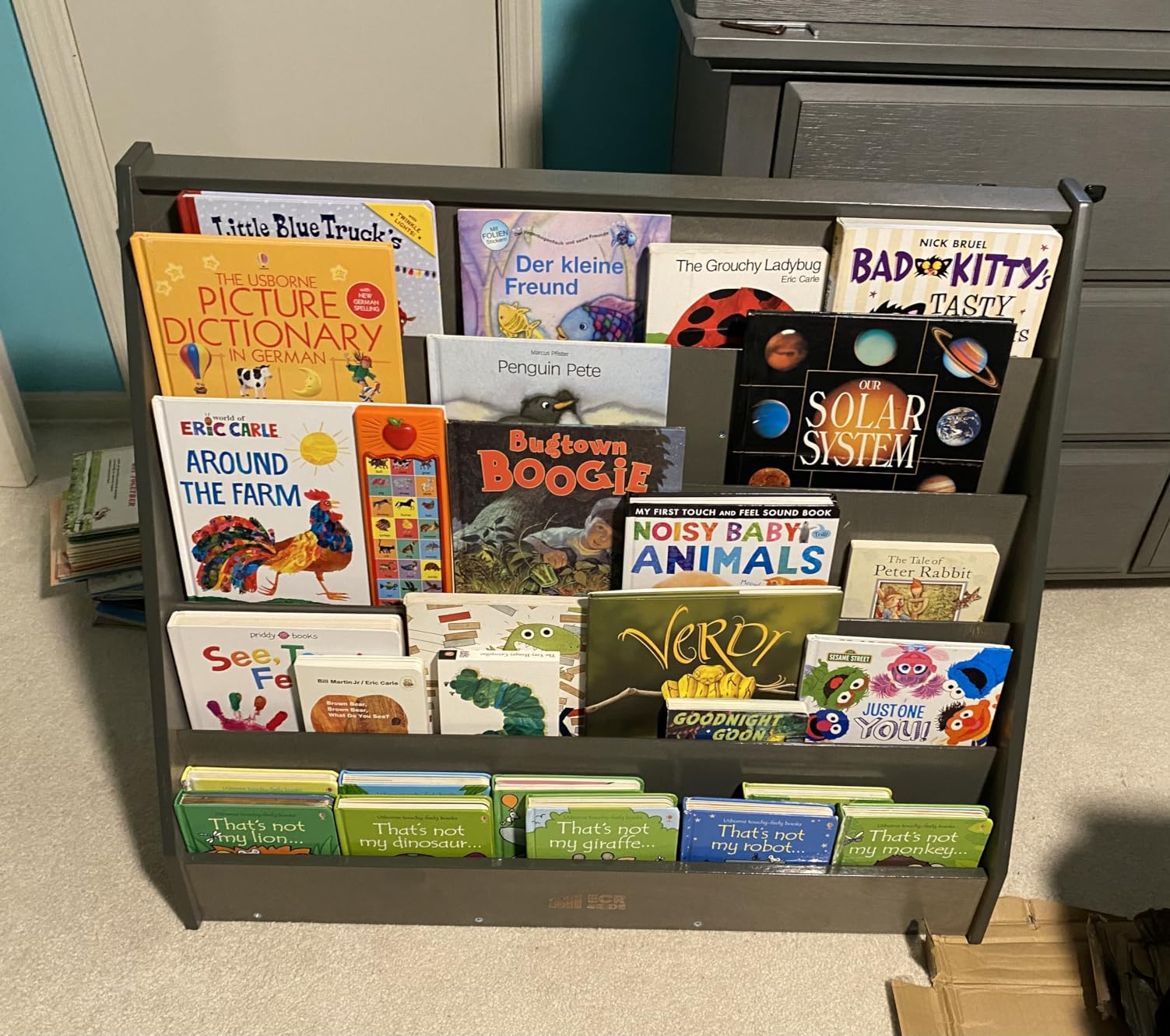 ECR4Kids 5-Shelf Wooden Book Display, Single-Sided Bookshelf, Grey Wash customer photo 1