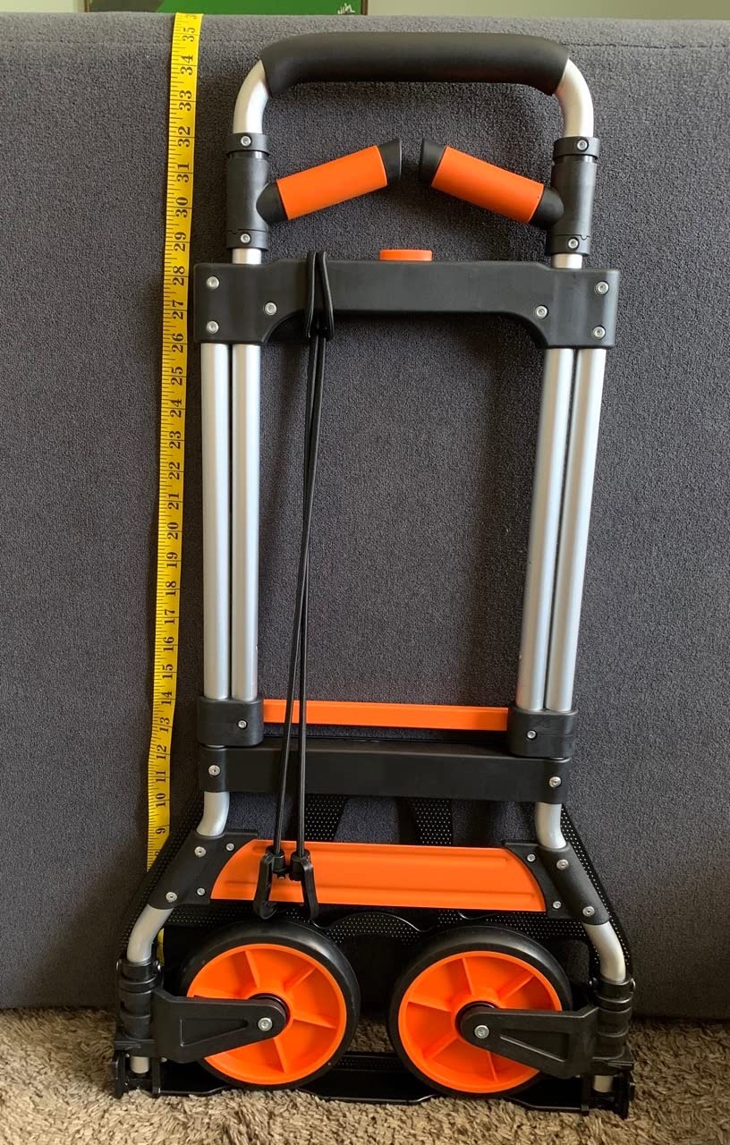 Teprovo Dolly Cart, 340lb Aluminum Folding Hand Truck with Swivel Handle, Heavy Duty Utility Dolly Foldable Trolley with Elastic Cord, 7 Inch Wheels for Moving, Warehousing, Shopping and More customer photo 1