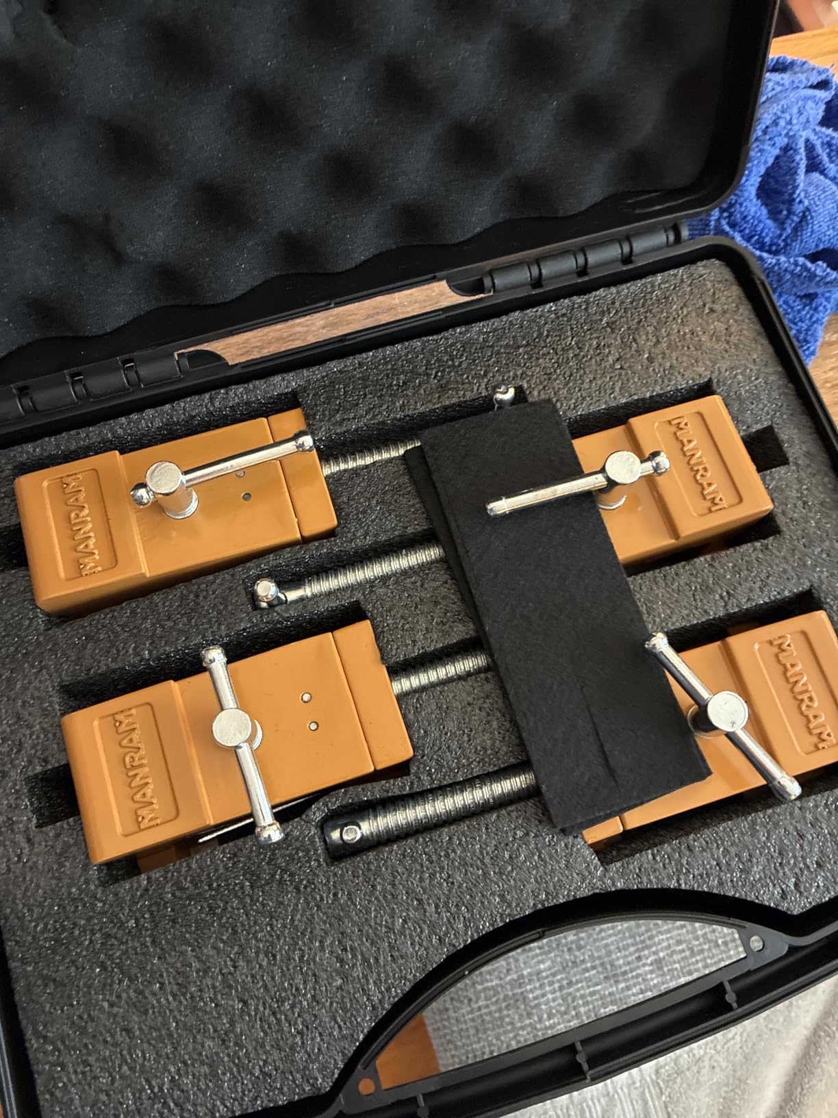 MANRAM Cabinet Clamps 2 Pack, Heavy Duty Cast Steel Face Frame Alignment Tool with Integrated Drill Guide, EVA Protective Pads and Carrying Case for Cabinet Installation customer photo 1
