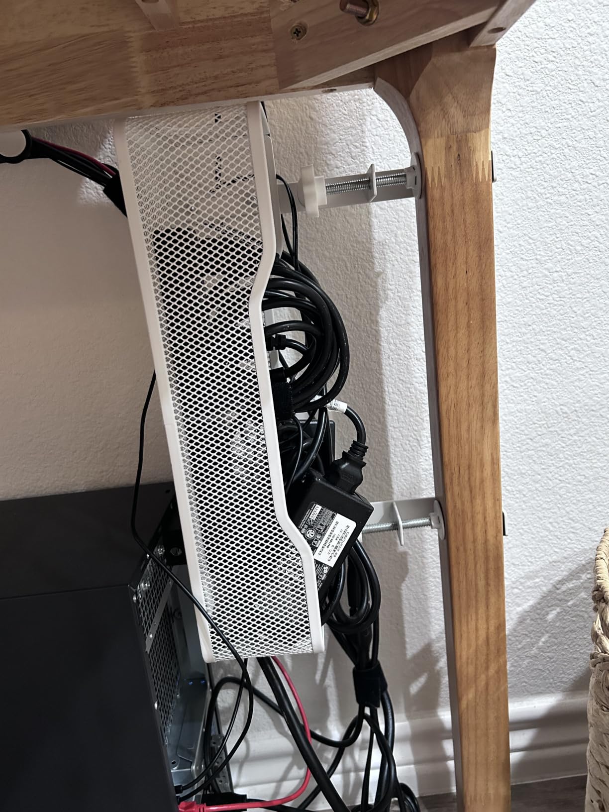 Under Desk Cable Management Tray White, Cinati Wire Organizers No Drill, Cable Tray with Clamp for Wire Management, Cord Organization Box for Office, Home - No Damage to Desk customer photo 2