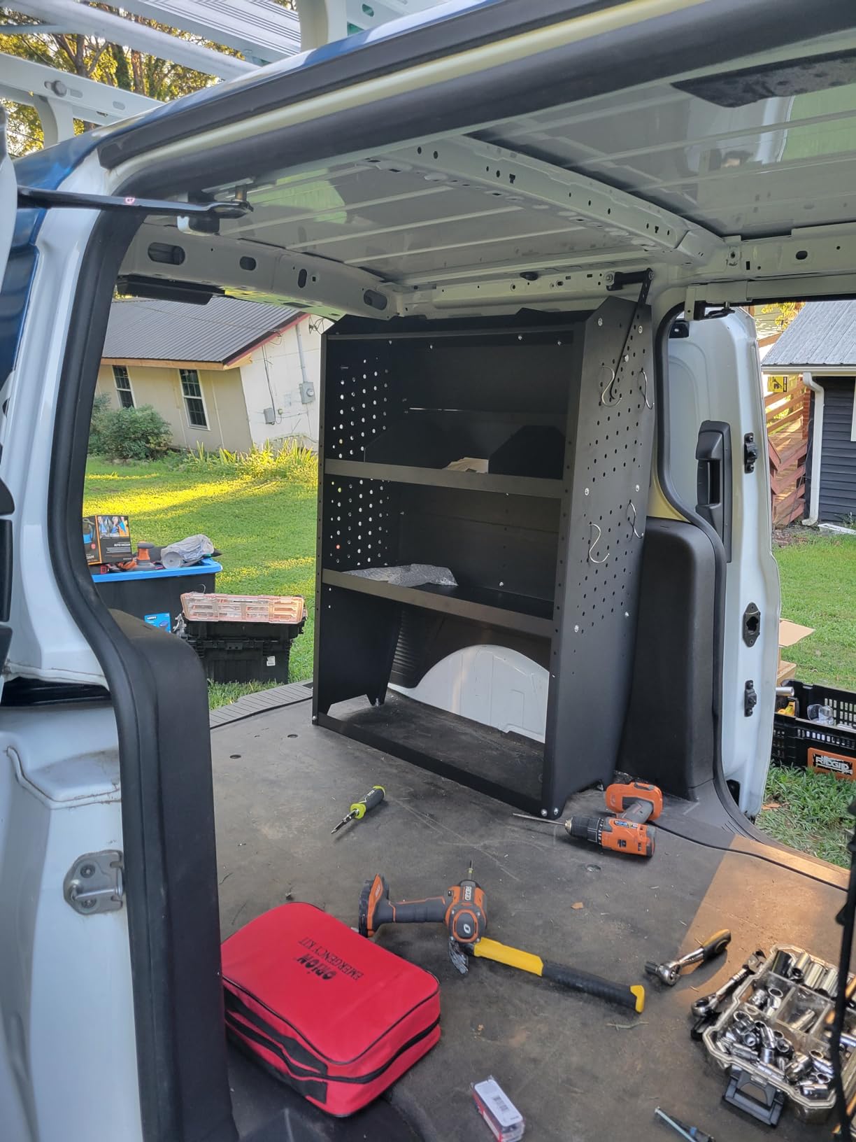 StarONE Cargo Van Shelving Storage Fit for Ford Transit,GMC,Chevy Express,NV,Promaster,Sprinter and Metris w/Hooks,Black,Steel,52