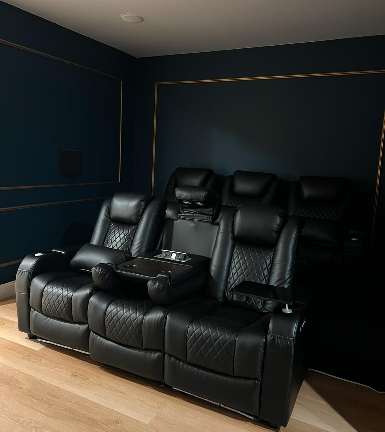 Airadlis Dual Power Home Theater Seating with 7-Color LED, Black, Row of 3 customer photo 2