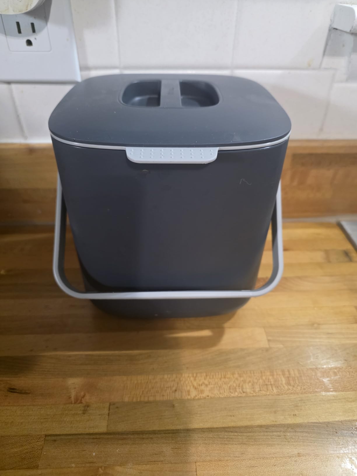 Blue Ginkgo Kitchen Compost Bin, 5L Countertop Compost Bin, White customer photo 1