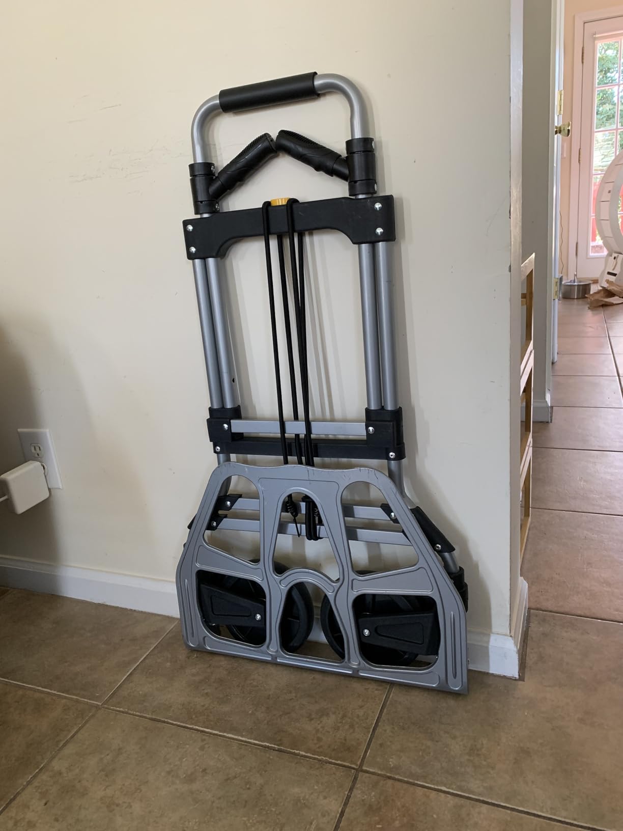 330 LB Capacity Folding Hand Truck Dolly Cart, Portable Aluminum Dolly Cart with Telescoping Handle and Rubber Wheels for Moving, Shopping, Travel, Office Use customer photo 2